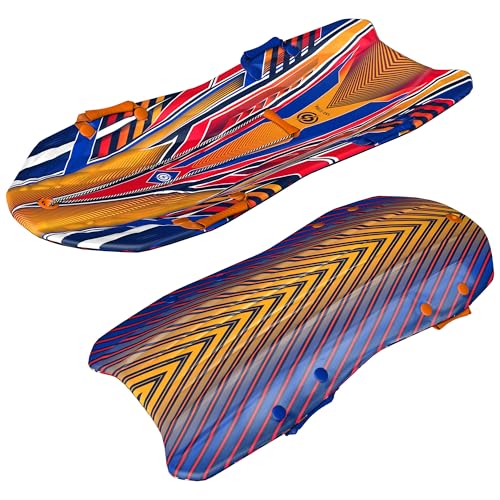 Sno-Storm Premium Foam Snow Sled 2-Pack | Superior Foam Recreational Snow sled | Tow Rope and Handles | Sized for Youth and Adults | Contoured Deck Design | 50in-127cm Design Length |, Camo