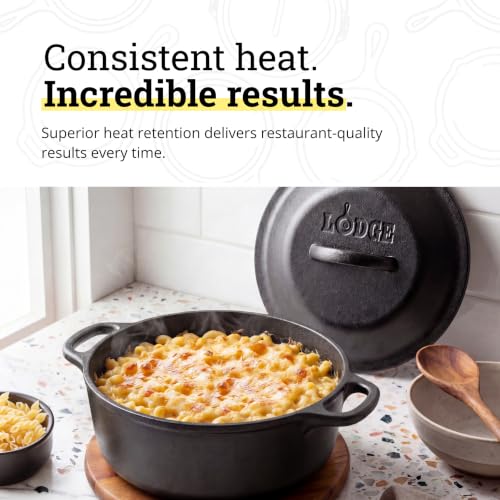 Lodge Cast Iron Dutch Oven with Loop Handle - 2 Quart Serving Pot