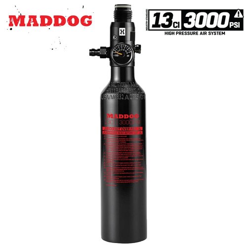 Maddog 13ci/3000psi Aluminum Compressed Air HPA Paintball Tank with Regulator - Airgun Airsoft PCP - Fresh Hydro Date - Refillable Tank Ships Empty - Single