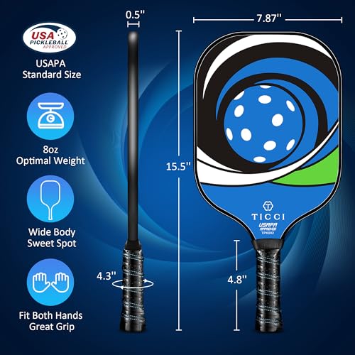 Pickleball Paddles Set of 2 with 4 Balls & Carry Bag - USAPA Approved Lightweight Rackets for Beginners & Adults