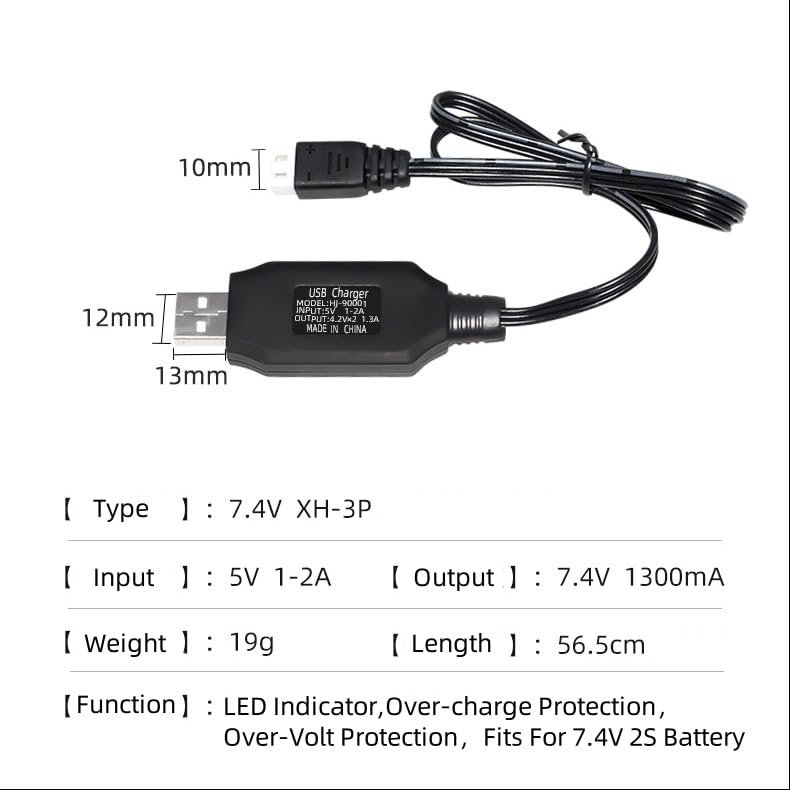 Itexkun 7.4V 2S 1200mAh 30C High Discharge Rate Airsoft Batteries Lipo Battery Small Tamiya Plug Rechargeable 2S Lipo Battery with 7.4v USB Charger for Airsoft Model Guns