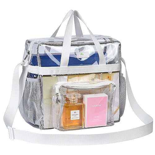 White Clear Tote Bag for Stadium Events 12x6x12 Inches Waterproof PVC