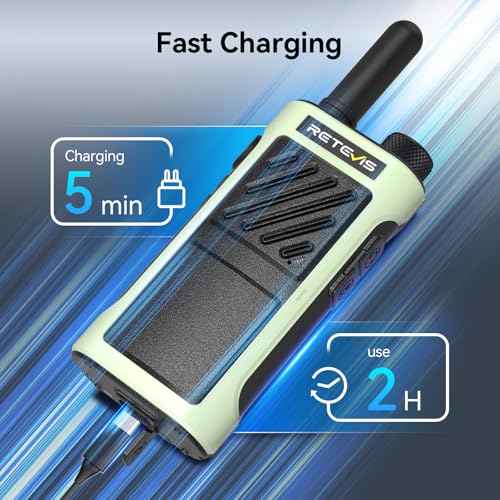 Retevis RB66P Fast Charging Two Way Radio Long Range Rechargeable,Portable FRS Two-Way Radios with Earpiece,1500mAh,Emergency Alarm,USB-C Charging,Walkie Talkies for Retail Hotel Restaurant(4 Pack)
