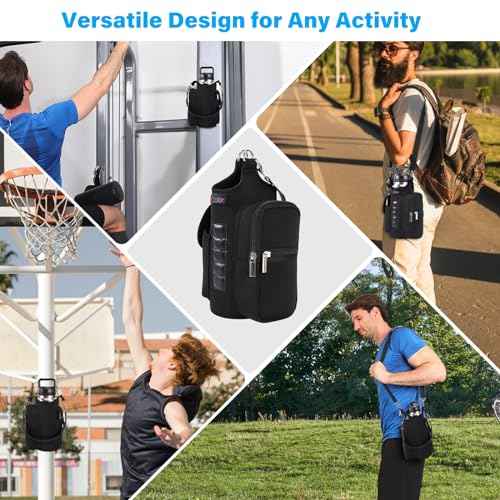 icolor Magnetic Gym Bag Water Bottle Carrier Holder with Phone Pockets & Shoulder Strap,Gym Magnetic Bag 5 Built-in Magnets Gym Accessories Organizer Magnetic Bottle Pouch Sleeve for Men Women