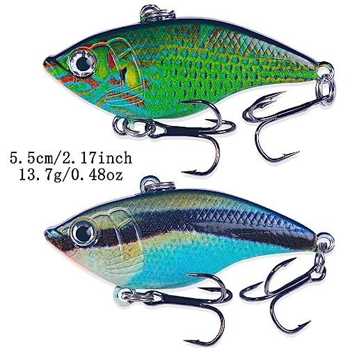 5pcs Lipless Crankbait Set - 2.17in 0.48oz Fishing Lures for Freshwater and Saltwater Bass Trout Walleye Redfish Pike, B:2.17in/0.48oz