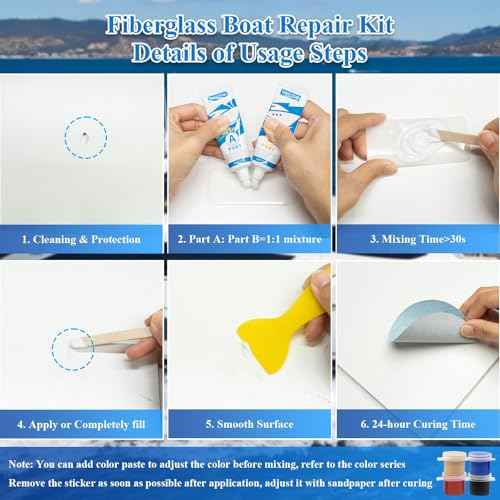 Marine Fiberglass Repair Kit (Color Match), 3.5oz/100g Gel Coat Repair Kit for Boats, Fiberglass Repair Fix Holes, Chips, Deep Cracks, Ceramic, Porcelain Fiberglass Filler