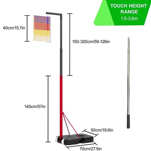 LANBVIELT Vertical Jump Measurement Tool, 59"-142" Adjustable Height Vertical Jump Tester, 5'-11.8' Floor-Standing Jump Trainer for Volleyball Training Sports (5-11.8ft)