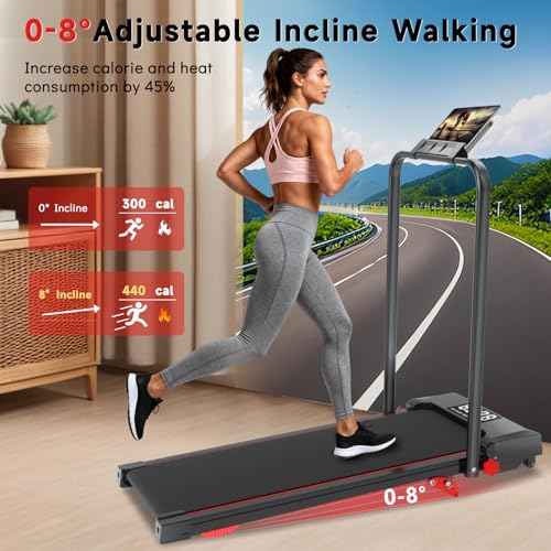 Walking Pad Treadmill with Incline and Handle Bar, 7.5MPH Under Desk Treadmill for Home Office, 360 Lbs Capacity Portable Treadmills with Remote Control, Led Display