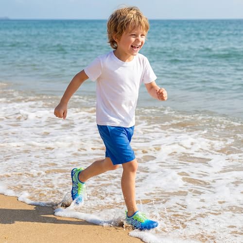 Stelle Kids Water Shoes - Quick Dry Barefoot with Drawstring - 13 Little Kid / Lume Lagoon