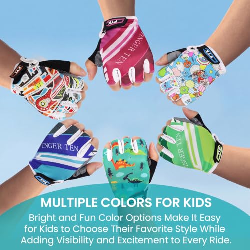 Kids Bike Gloves with Gel Padding - Dark Blue, Small - Cycling Safety Gear