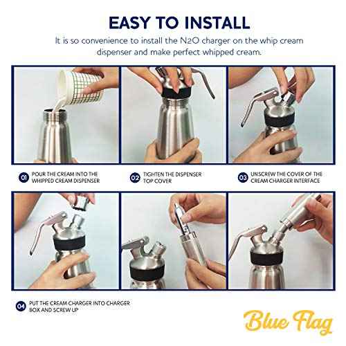 Blue Flag Whipped Cream Chargers N2O Nitrous Oxide 8-Gram Cartridge for Whipper Whipped Cream Dispenser(48 Pack)