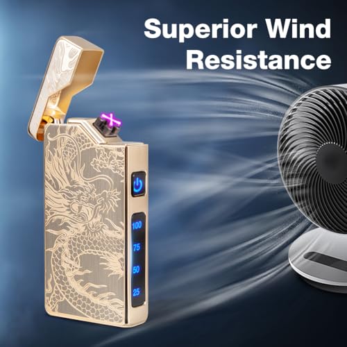 Rechargeable Plasma Dragon Lighter - Gold Variation - Wind & Splash Proof USB Electric Lighter