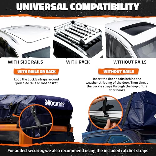 Mockins 30 Cu Ft Heavy Duty Rooftop Cargo Carrier Bag - Waterproof SUV Van Roof Storage