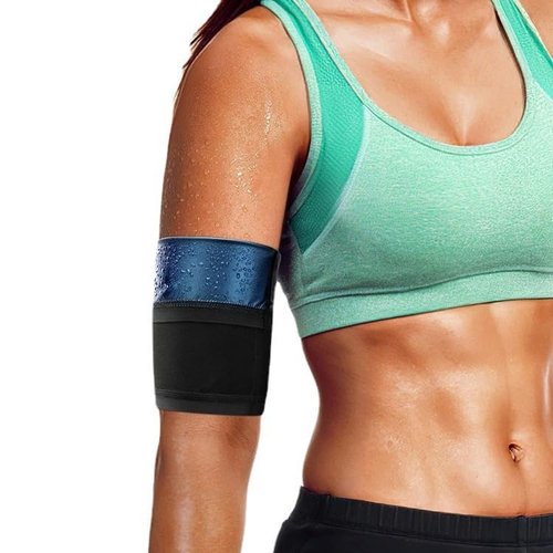 Women's Arm Trimmers Compression Sleeve Sweat Bands Slimmers for Workout Sport-Blue-L-XL