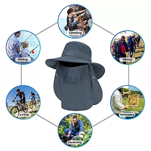 Men's 3-in-1 Sun Fishing Hat Outdoor Boonie Cap - Dark Grey, One Size