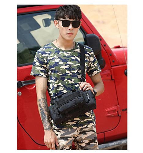 FAMI Tactical Waist Pack Small Sling Bag Black - Versatile 4-Way Carrying