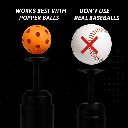 Baseball Training Mini Tee Popper - Pops Up Balls to The Perfect Height - Hitting Practice Without a Pitcher - from Rogue Athletics - 3 Balls Included - for Ages 14 & Under