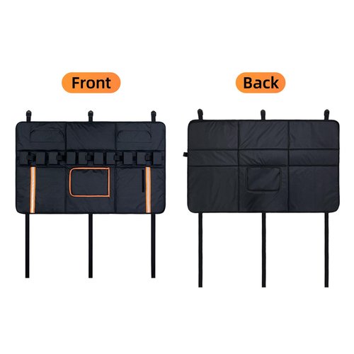 Tailgate Bike Pad for 5 Mountain Bikes, Tailgate Cover Made with Waterproof Material Flip-up Flap, Tailgate Protector with Reflective Strips and 2 Tool Pockets for Full-Size Trucks