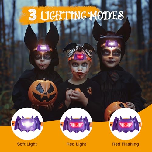 Kids Bat-Shaped Headlamp 2 Pack for Halloween Costume & Party