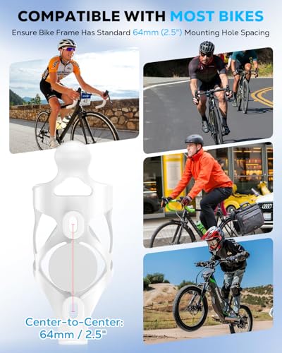 White Bike Water Bottle Holder with Tracker Slot - Fits 500ml PET Bottles, Quick Install