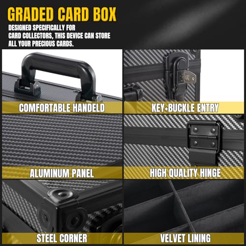 Aluminum Card Storage Box XL Carbon Fiber - Holds 155+ Graded Cards & 700+ Top Loaders