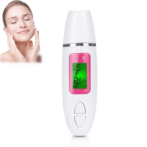 Facial Skin Tester, 2 Colors Digital LCD Display Precision Skin Sensor Tester Facial Water Oil Analyzer (White)