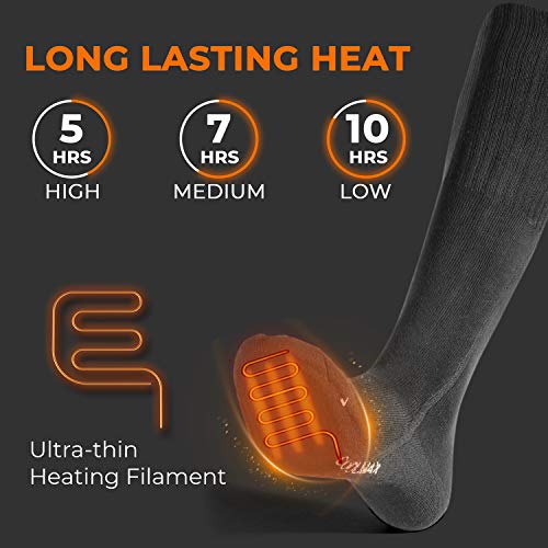 ORORO Heated Socks for Men Women, Rechargeable Electric Socks for Cold Feet