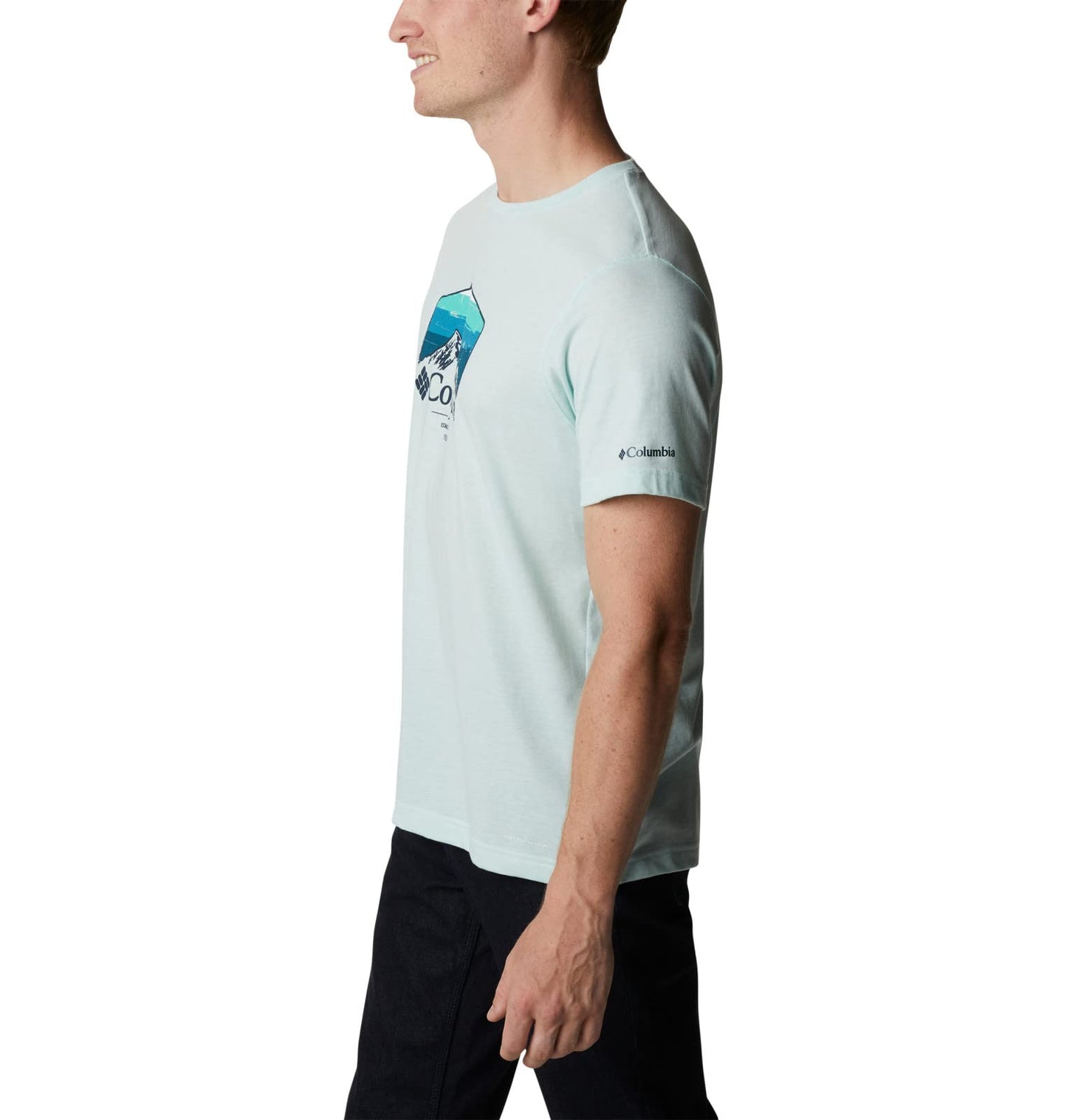 Columbia Men's Thistletown Hills Graphic Short Sleeve, ICY Morn Heather/Hikers Graphic, 3X Tall