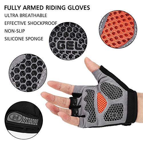 Accmor Half Finger Cycling Gloves Black Large Men Women Bike Gloves Shock Absorbing