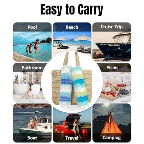 cabanana Large Beach Towel Oversized - Cotton Velour 35 x 70 Inch Coast Waves Camo Striped Terry Pool Towel, Cabana Soft Swimming Towel for Adults Women Men (Teal Blue)