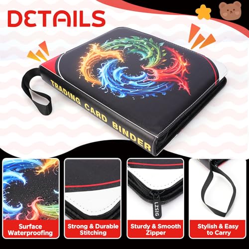 4 Elements Black 9-Pocket Card Binder for Trading Cards - Holds 900 Cards