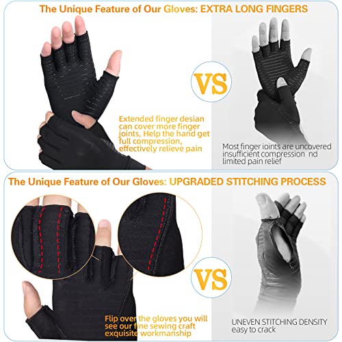 Copper Arthritis Compression Gloves Small - Fingerless Men Women 1 Pair