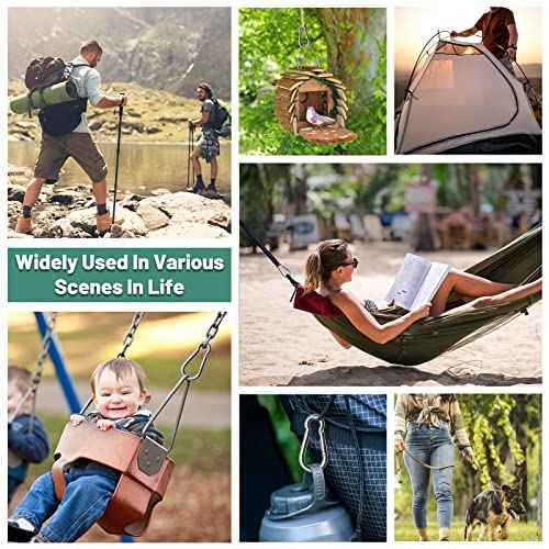 Pixel Panda 3.1&4 Inch Heavy Duty Carabiner Clips Load 1000lbs, 2&4&8Pack Large Snap Hooks for Gym, Outdoor, Swing, Hammock