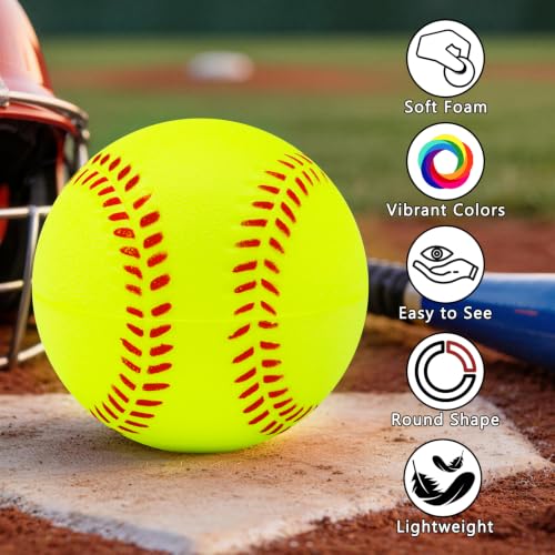 Optic Yellow Soft Foam Softballs 6 Pack - 11 Inch Training Balls for Beginners