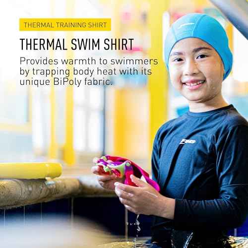FINIS Thermal Swim Shirt - Heat-Retaining BiPoly Fabric - UPF 50 & Up UV Protection - Chlorine Resistant - Youth