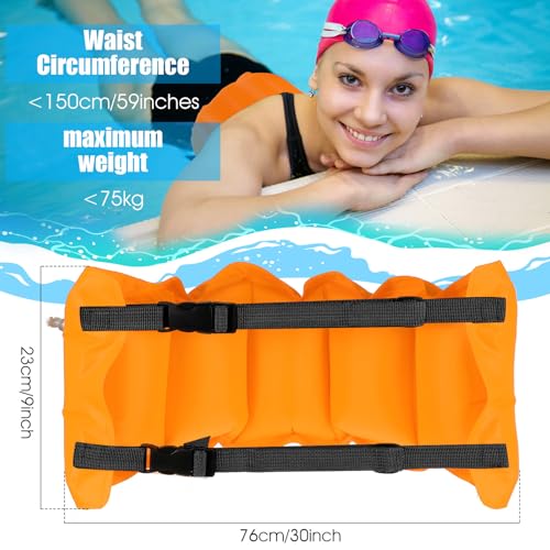 Adult Inflatable Swim Belt with Adjustable Waist Belt - Orange / Solid