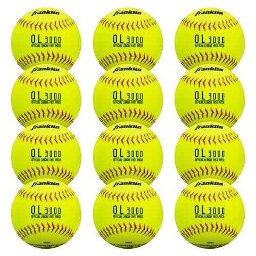 Franklin Sports Official Game Softballs - OL3000 Fastpitch 12" Inch Yellow Softballs - Official Size + Weight Tournament Balls for Practice + Games - 1 Softball