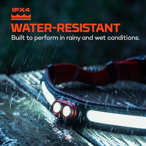 NEBO CurvBeam 600 Flex Headlamp - Rechargeable 600 Lumens, Hands-Free Motion Sensor