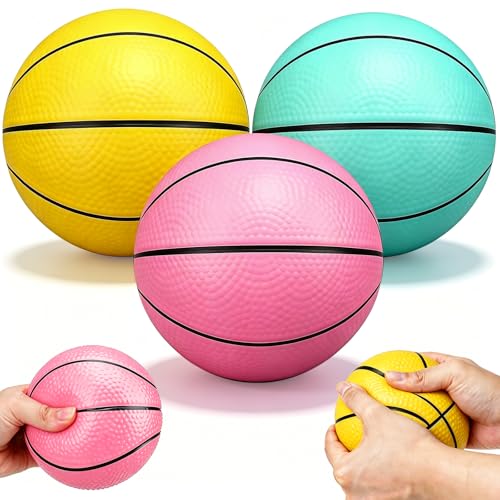 Yellow Foam Mini Basketball Balls 5 Inch Set for Indoor Hoops & Sensory Play - 3 Pack