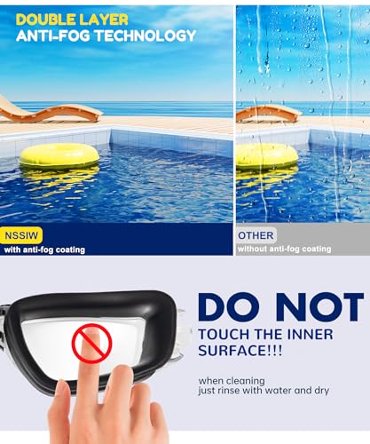 Kids Swimming Goggles Anti-Fog No Leaking 3 Pack | NSSIW — Black & Clear / Blue Purple Glitz & Silver Blue / Yellow Green Glitz & Pink