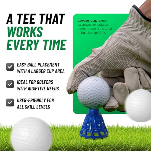Golf Tees Set - Adjustable Height Plastic Tees for Indoor & Outdoor Use 8 Pack