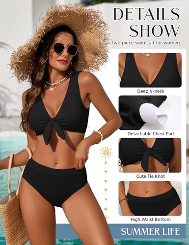 High Waisted Bikini Set with Tummy Control - Two Piece Swimsuit for Women