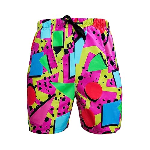 80s Bilayer for Men 90s Swim Shorts 80s Summer Party Hawaiian Beach Disco Shorts