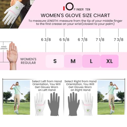 Women's Golf Glove with Bling Ball Marker - Left Hand, White, Medium
