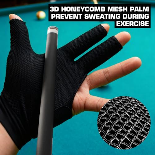 Banly Billiard Pool Gloves Left Hand 3 Finger Blue Small - Snooker Cue Sport