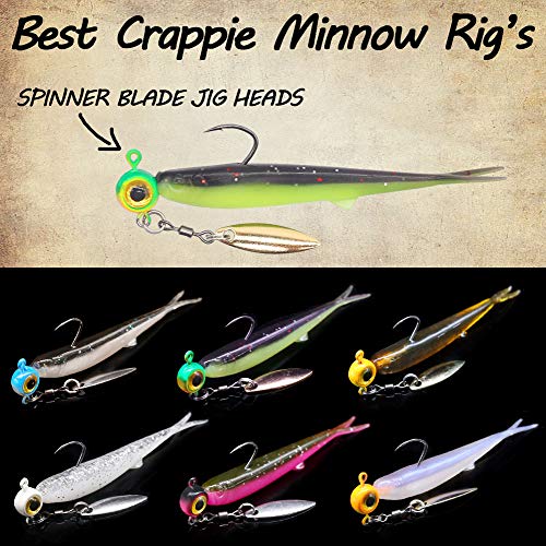 Crappie Minnow Kit - 40 Piece Soft Plastic Baits & Jigheads for Panfish & Crappie Fishing - Variation of THIS listing: CRAPPIE MINNOW 40 pc. KIT COMBO 1