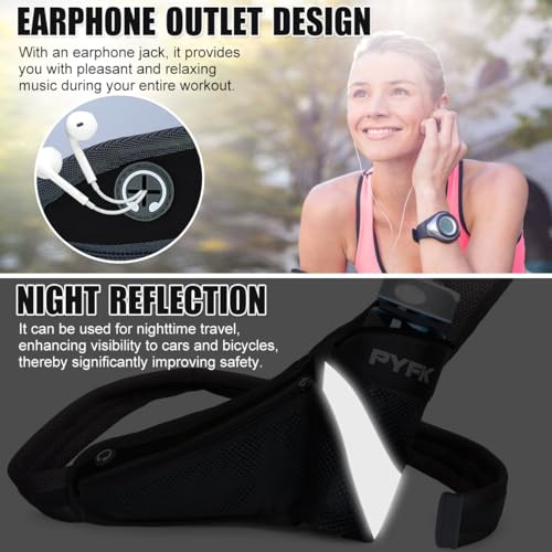 PYFK Running Belt Hydration Waist Pack with Water Bottle Holder - Black