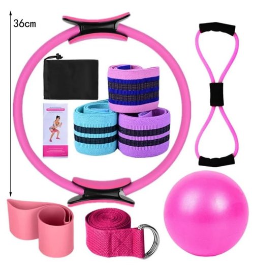 Better Me Pilates Kit, Pilates Essentials Kit for Women, Booty Bands for Working Out Glutes Yoga Ball 25cm Figure 8 Resistance Band Yoga Bands for Stretching for Advanced and Beginners Users (Purple)