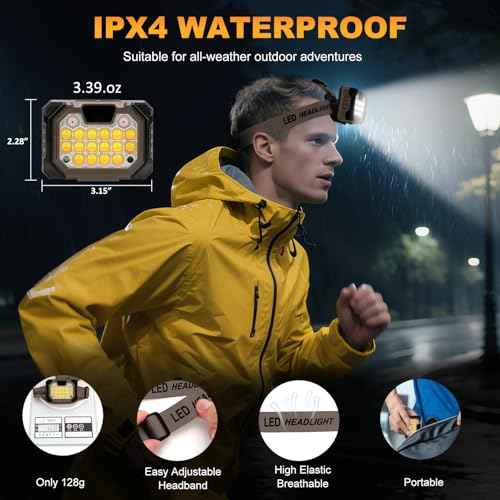 LED Headlamp Rechargeable Battery Powered Hard Hat 5 Light Mode 1000 Lumen Usb C Waterproof Bright Outdoor Camping Essential Fishing Gear Hiking Accessories Hunting Running Survival Power Outage Gifts