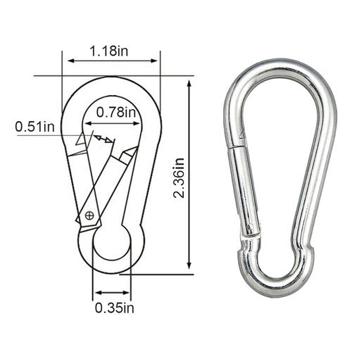 Carabiner Clips, 10PCS 2.36 Inch Stainless Steel Keychain Carabiner. Small Carabiner Clips, Spring Snap Hook, Locking Carabiners Clips for Plant Hanging, Outdoor Camping. 270 lbs.